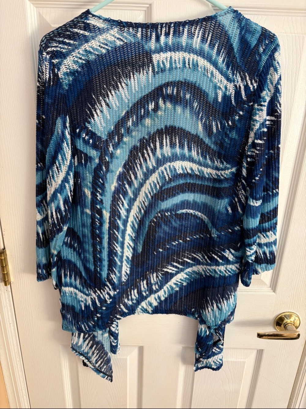 Chico's Easywear Blue & White Open-Front Knit Cardigan NWT size 1 (medium) - Picture 8 of 8